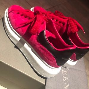 Alexander McQueen Oversized Pink Velvet Sneakers